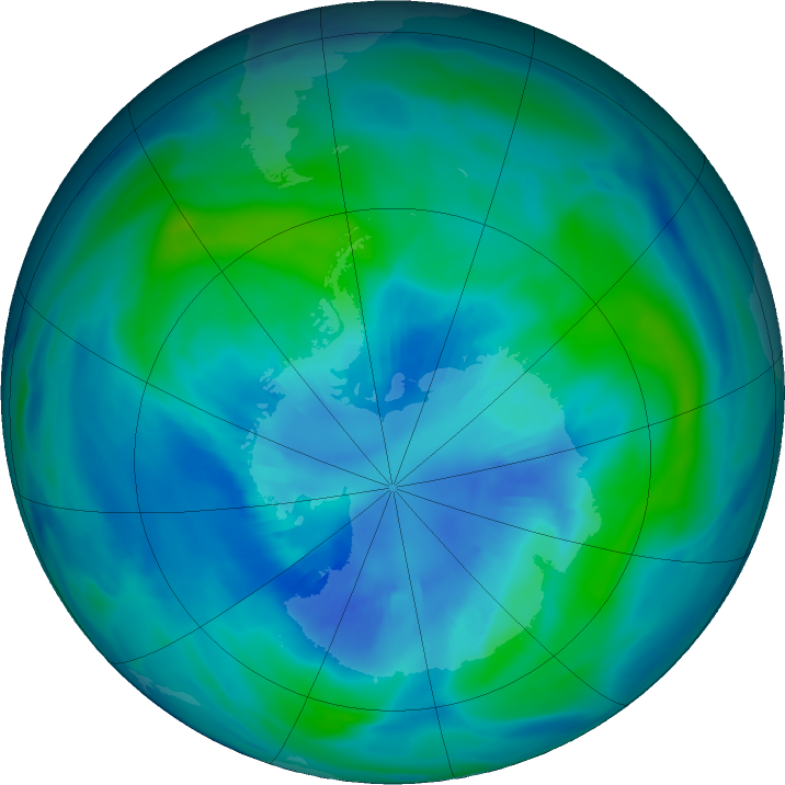 Antarctic ozone map for 04 April 2023